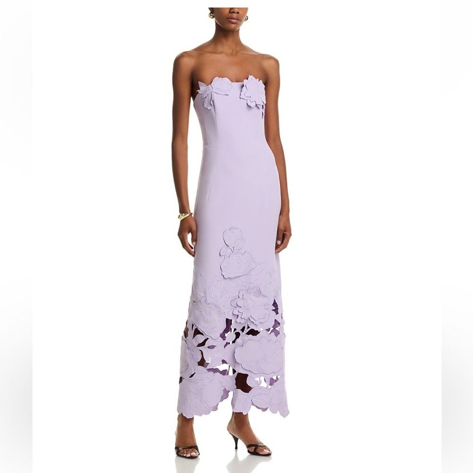 Leo Lin Rayna Appliqu Bustier Maxi Dress Lilac Size 6 Nwt
